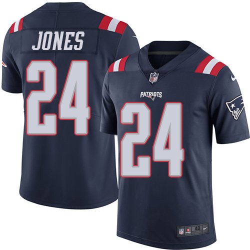 Men's Elite Cyrus Jones Nike Jersey Navy Blue - #24 Rush NFL New England Patriots